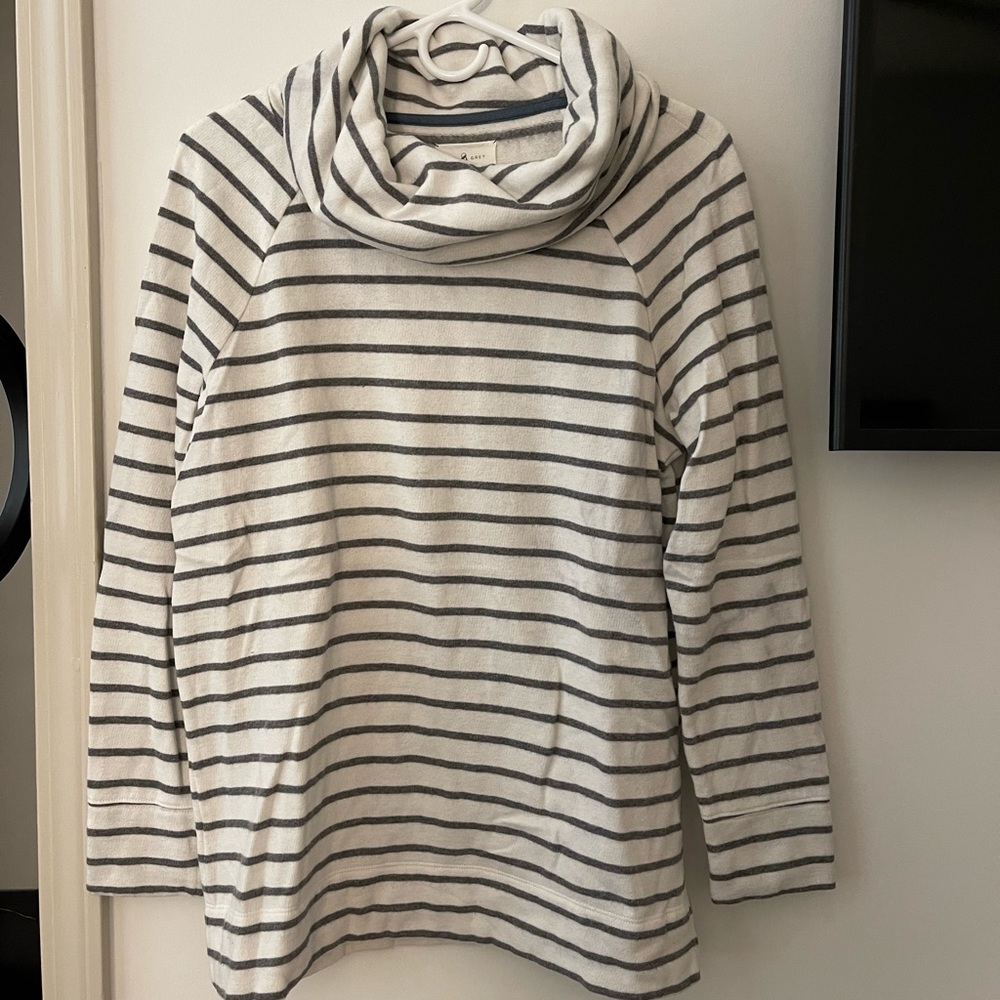 Loft Grey and White Cowlneck Sweater
